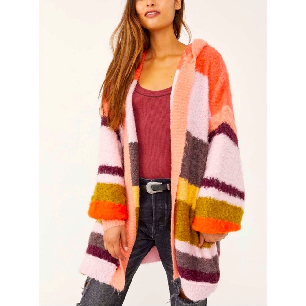 Free People Dream Team Cardi Cardigan Desert Coral XS $198 - Picture 1 of 8